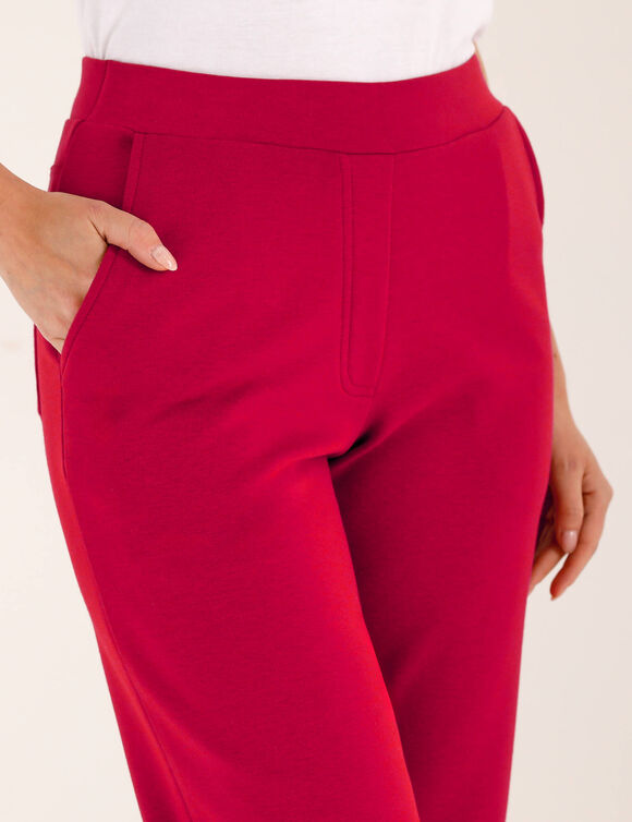 Pantalon 7/8&egrave;me &agrave; revers, en maille confort (framboise)