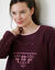 Pyjama in fleece met lange mouwen en hartprint (pruim)
