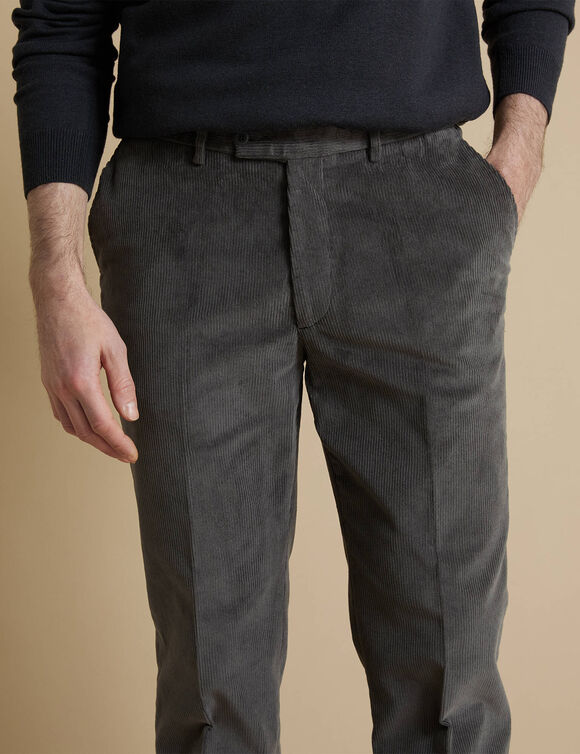Pantalon ville velours c&ocirc;tel&eacute; &eacute;lastiqu&eacute; c&ocirc;t&eacute;s (gris)