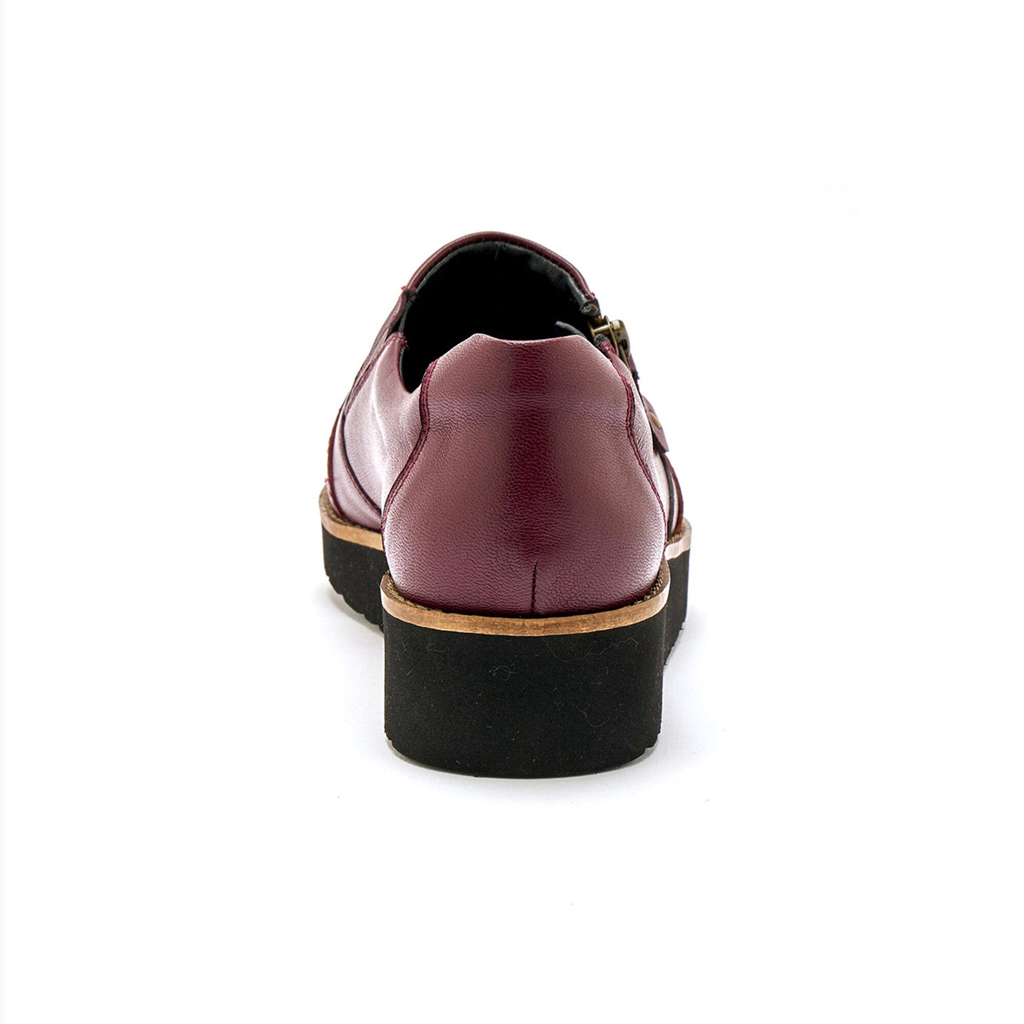 Leren schoenen met sleehak, brede pasvorm - zwart, bordeaux | Blancheporte