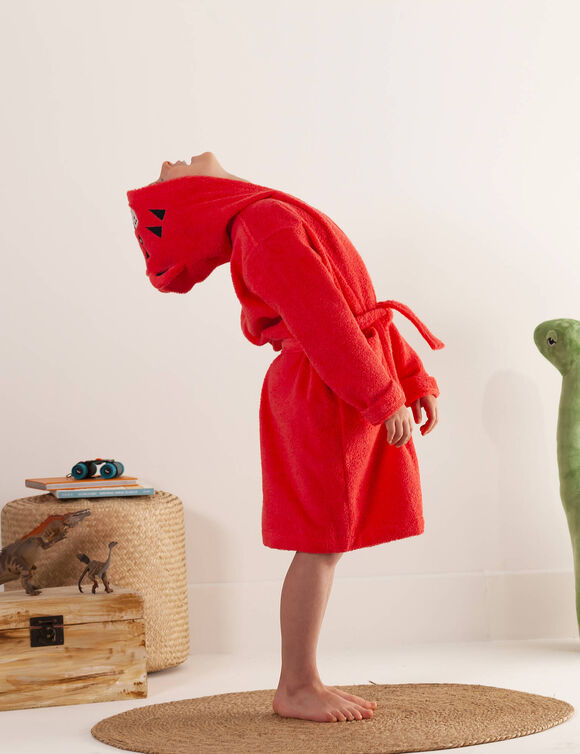 Peignoir de bain enfant tigre éponge coton - 340g/m² (corail)