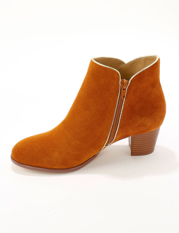 Boots cuir liseré doré (caramel)