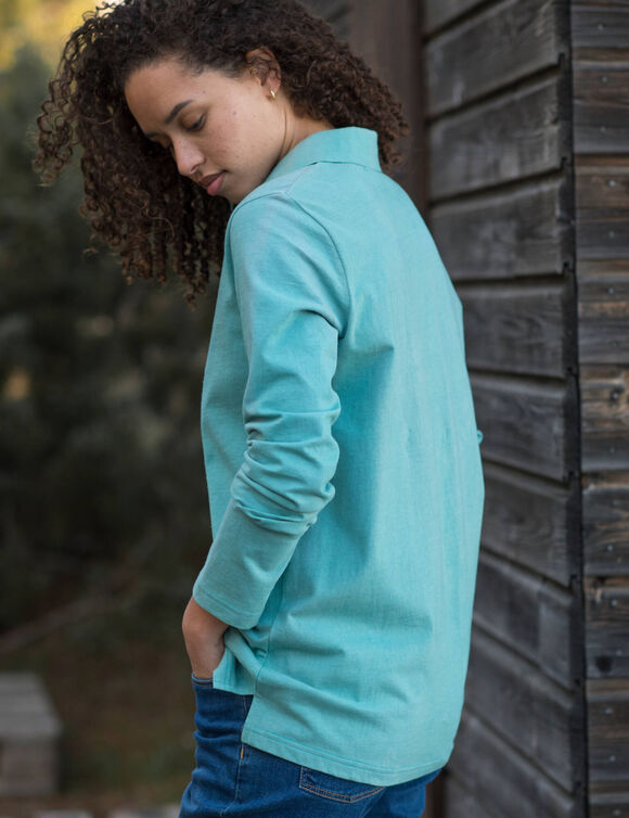 Polo bicolore maille jersey (vert gris&eacute; / gris)