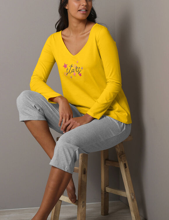T-shirt de pyjama manches longues imprim&eacute; Estrella  (jaune)