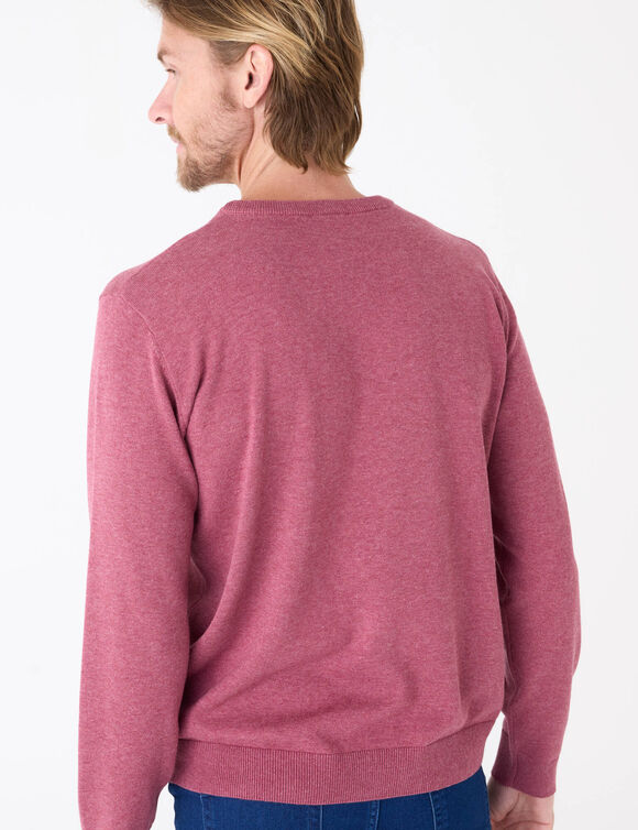 Pull pur coton col rond (rose fonc&eacute; chin&eacute;)