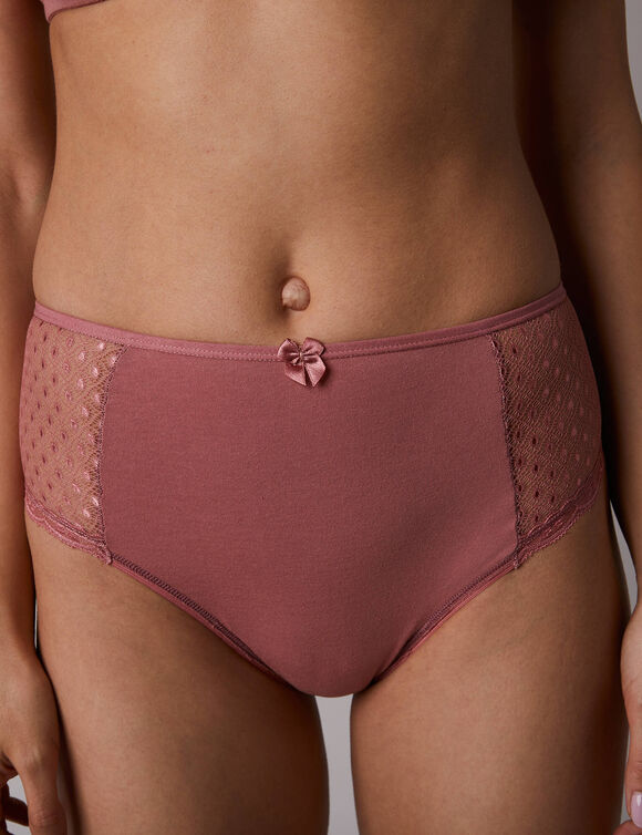 Effen maxibroekje in katoen en kant met bloemenprint Tropea - set van 4 (granaatrood + zwart)