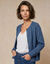 Gilet boutonn&eacute;, maille moelleuse en laine m&eacute;lang&eacute;e (bleu gris&eacute;)