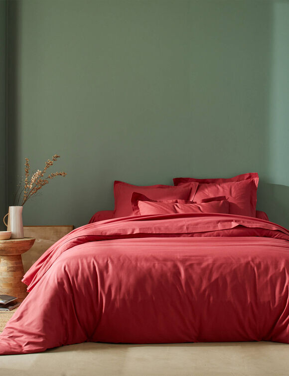 Effen bedlinnen in katoen (pioenroze)