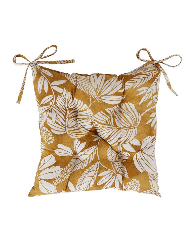 Galette de chaise carrée imprimée - lot de 2 (jaune)