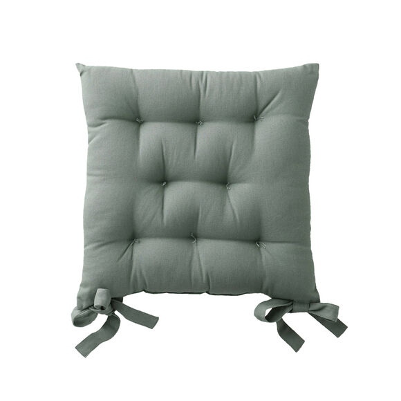 Galette de chaise carrée unie coton bachette - lot de 2 (eucalyptus)