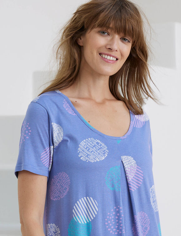 Lang nachthemd met grafische print (jeansblauw)