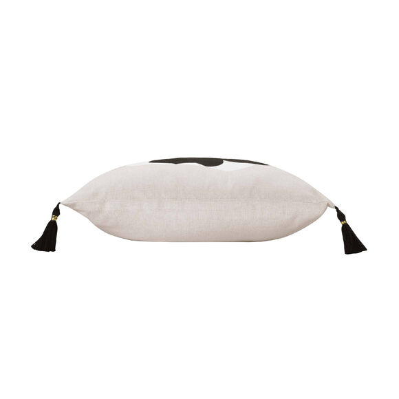 Coussin imprim&eacute; marguerite (&eacute;cru / noir)