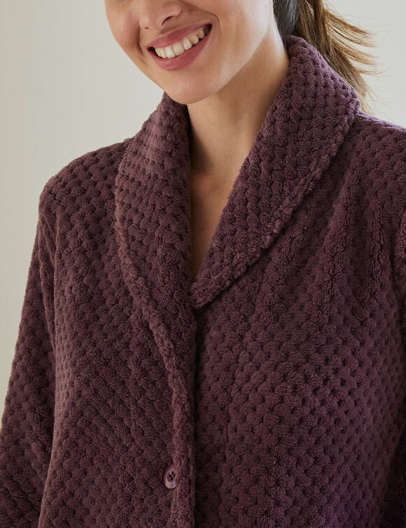 Robe de chambre maille polaire col ch&acirc;le - longueur 120 cm (taupe)
