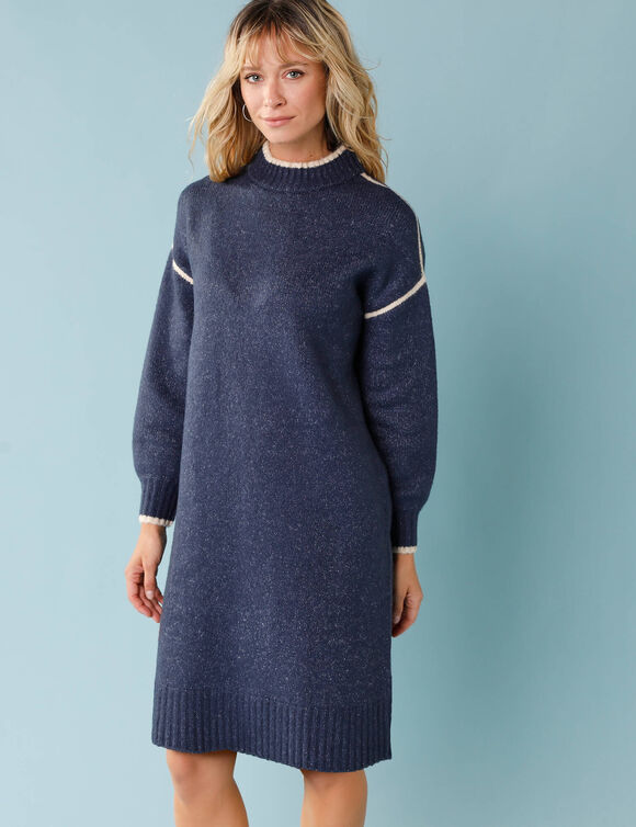 Robe-pull spécial Petites rayures contrastées (indigo)