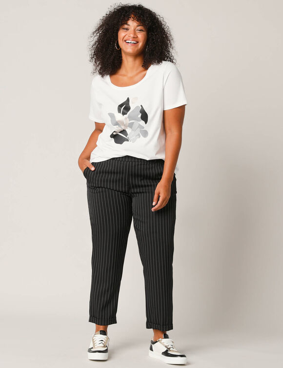 T-shirt manches courtes print placé (blanc)