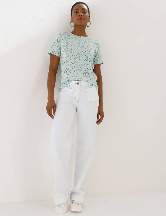 Tee-shirt manches courtes imprim&eacute; (aqua / miel)