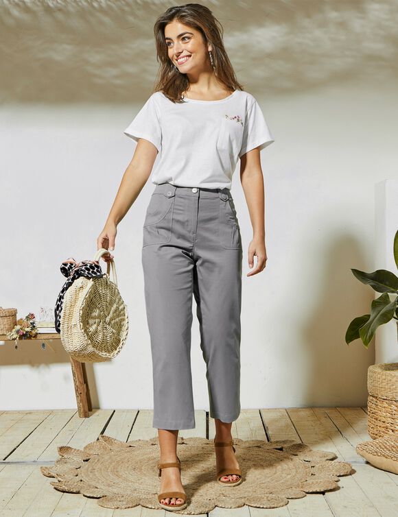 Pantacourt droit stretch (gris)