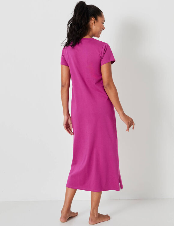 Lang nachthemd met korte mouwen en rozettenmotief (violine)