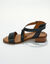 Leren sandalen met gekruiste riempjes (zwart)