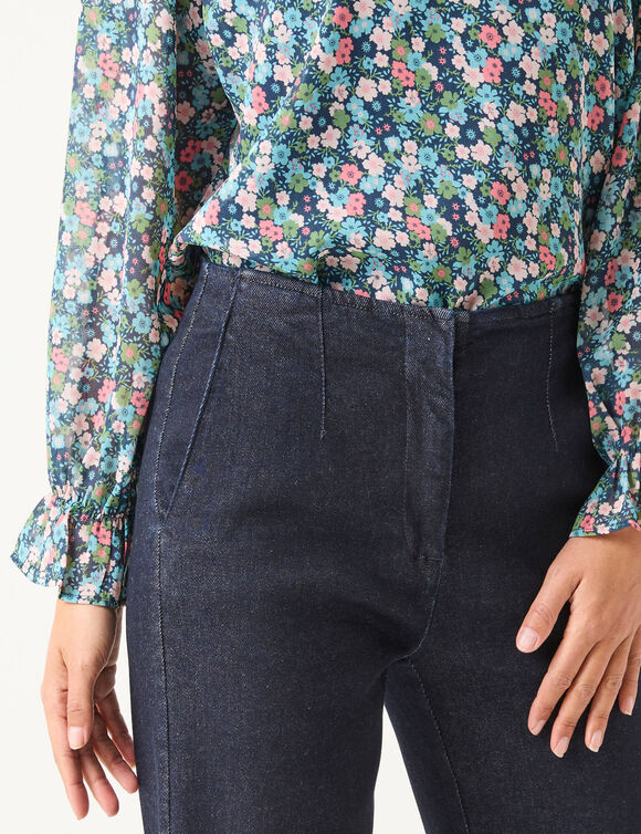 Jean flare, taille haute (dark blue)