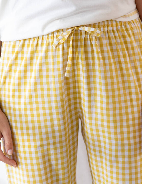 Pantalon pyjama large &agrave; carreaux (jaune)