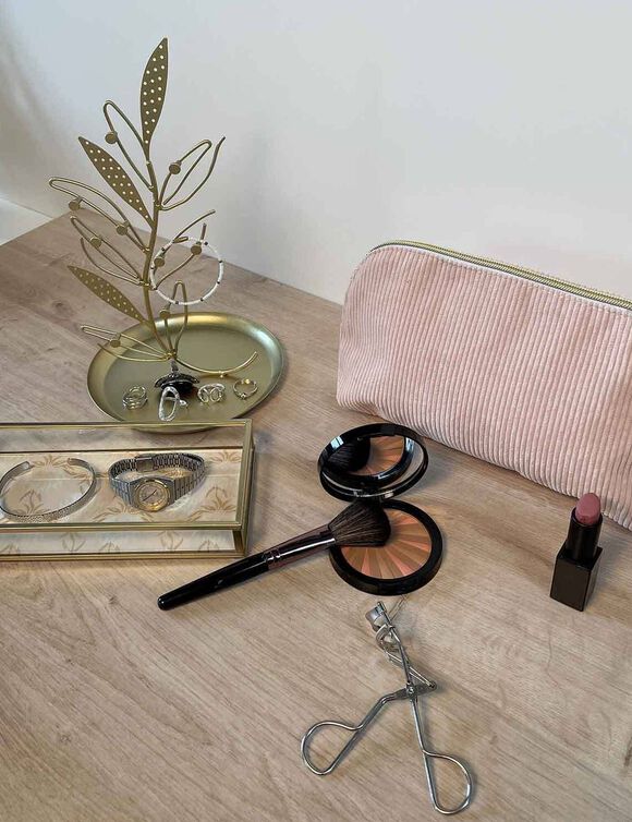 Porte-bijoux en m&eacute;tal, forme feuille (goudkleurig)