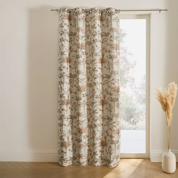Gordijn in jacquard met palmboommotief (terracotta)