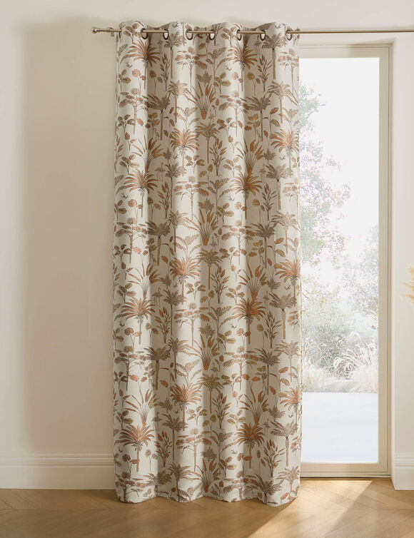 Gordijn in jacquard met palmboommotief (terracotta)