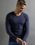 T-shirt sous-v&ecirc;tement homme col V manches longues chaleur mod&eacute;r&eacute;e - lot de 2 (marine)