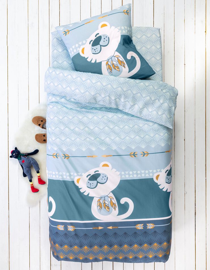 Linge de lit enfant à motifs chats Chaplu 1 personne - coton, bleu, hi-res image number 6