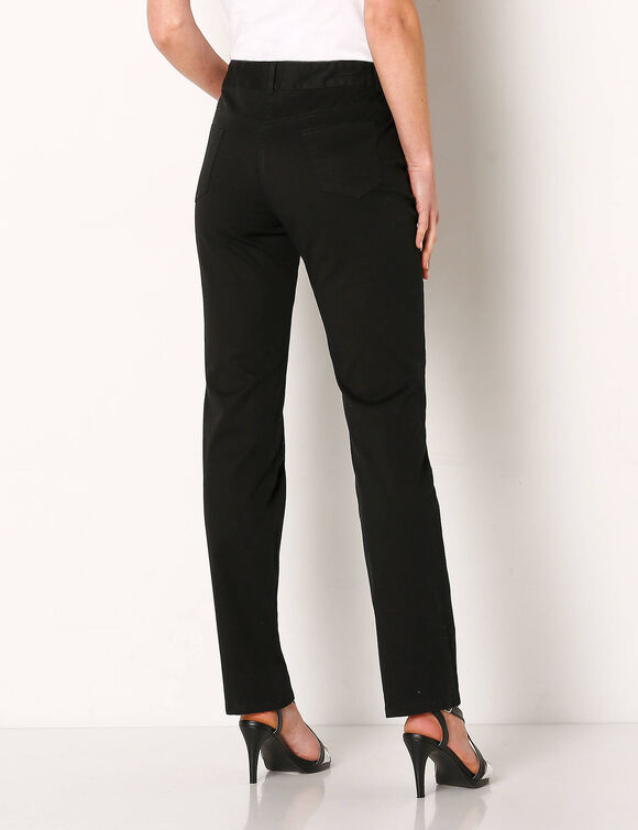 Pantalon effet ventre plat, coton stretch (noir)