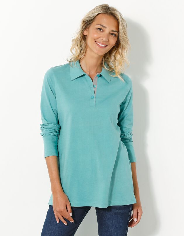 Polo bicolore maille jersey (vert grisé / gris)