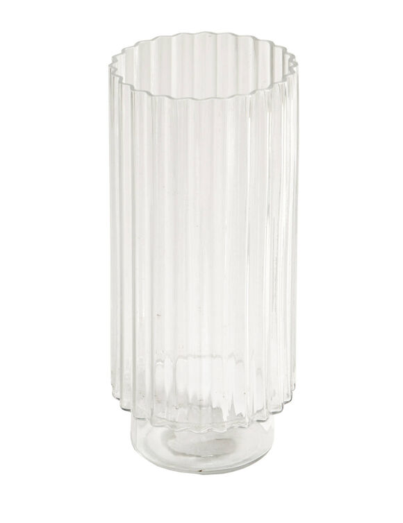 Vase en verre stri&eacute; (transparent)