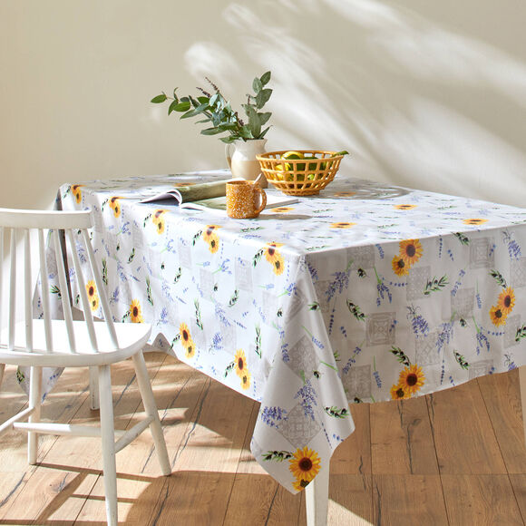 Nappe toile cirée imprimé lavande (gris / bleu)