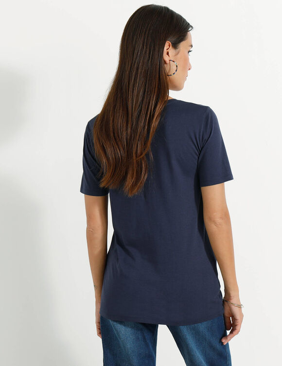 T-shirt col rond manches courtes (marine)