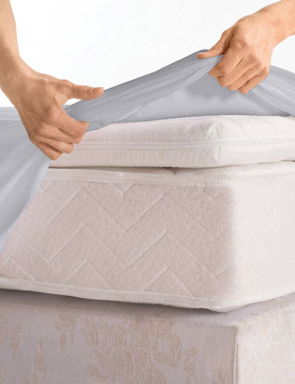 Effen hoeslaken in katoenbatist, hoeken van 40 cm (parelgrijs)