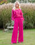Soepelvallende blouse met asymmetrische ruches, effen (fuchsia)