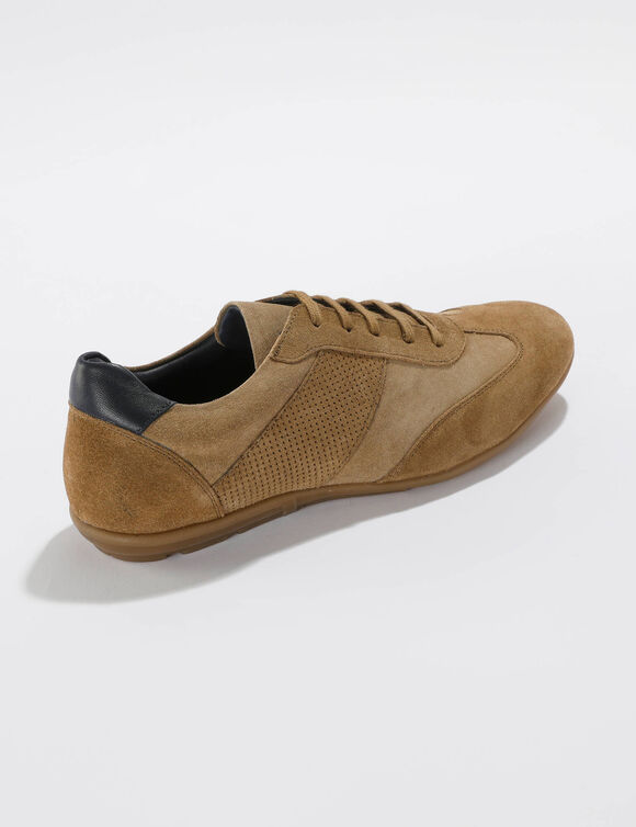 Derbies cuir à lacets détails perforés (taupe)