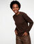 Pull col rond volume boite, maille moelleuse en laine m&eacute;lang&eacute;e (marron)