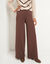 Pantalon large en maille, taille élastiquée (chocolat)