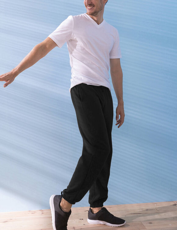 Pantalon jogging molleton bas &eacute;lastiqu&eacute; (noir)