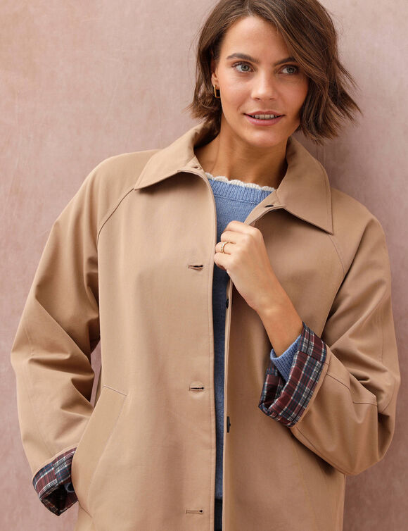 Imperm&eacute;able long d&eacute;perlant, doublure satin&eacute;e (beige fonc&eacute;)
