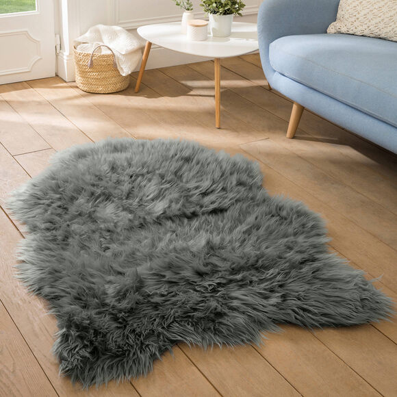 Tapis poils forme peau de bête (gris)