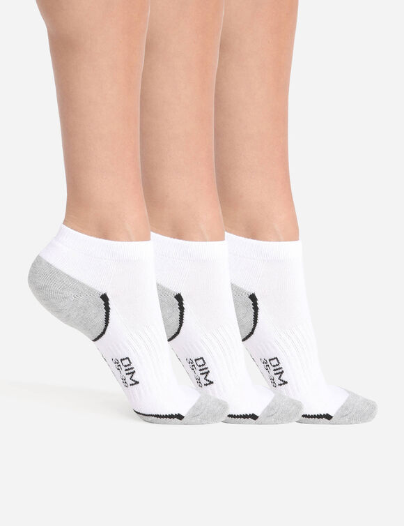 Korte sportsokken DIM®, set van 3 paar (wit / grijs)