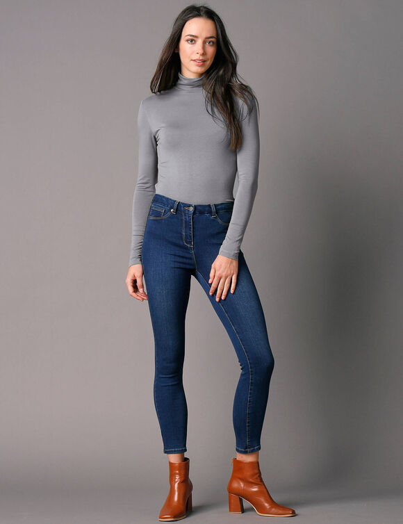 Sous-pull uni col roulé stretch (gris)