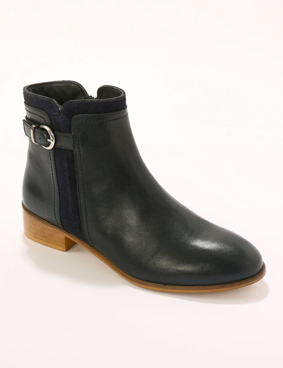 Platte boots in leer (marine)