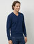 Pull col V 80% laine (marine)