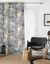 Voilegordijn met metallic palmbladerenprint (wit / zwart)