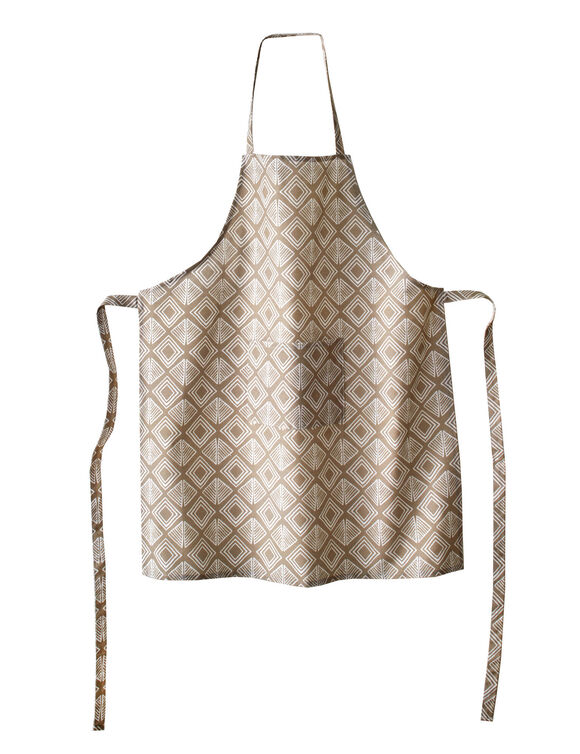 Vlekwerende schort met geometrische print (beige / wit)