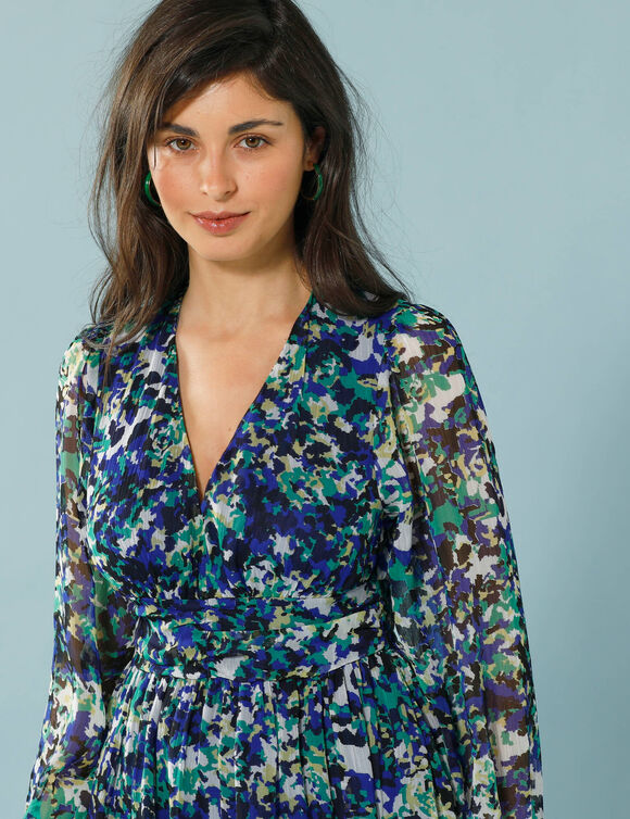 Robe en voile imprimé, Spécial Petites (marine / vert)